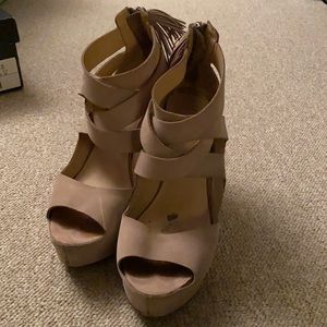 Faux suede wedges